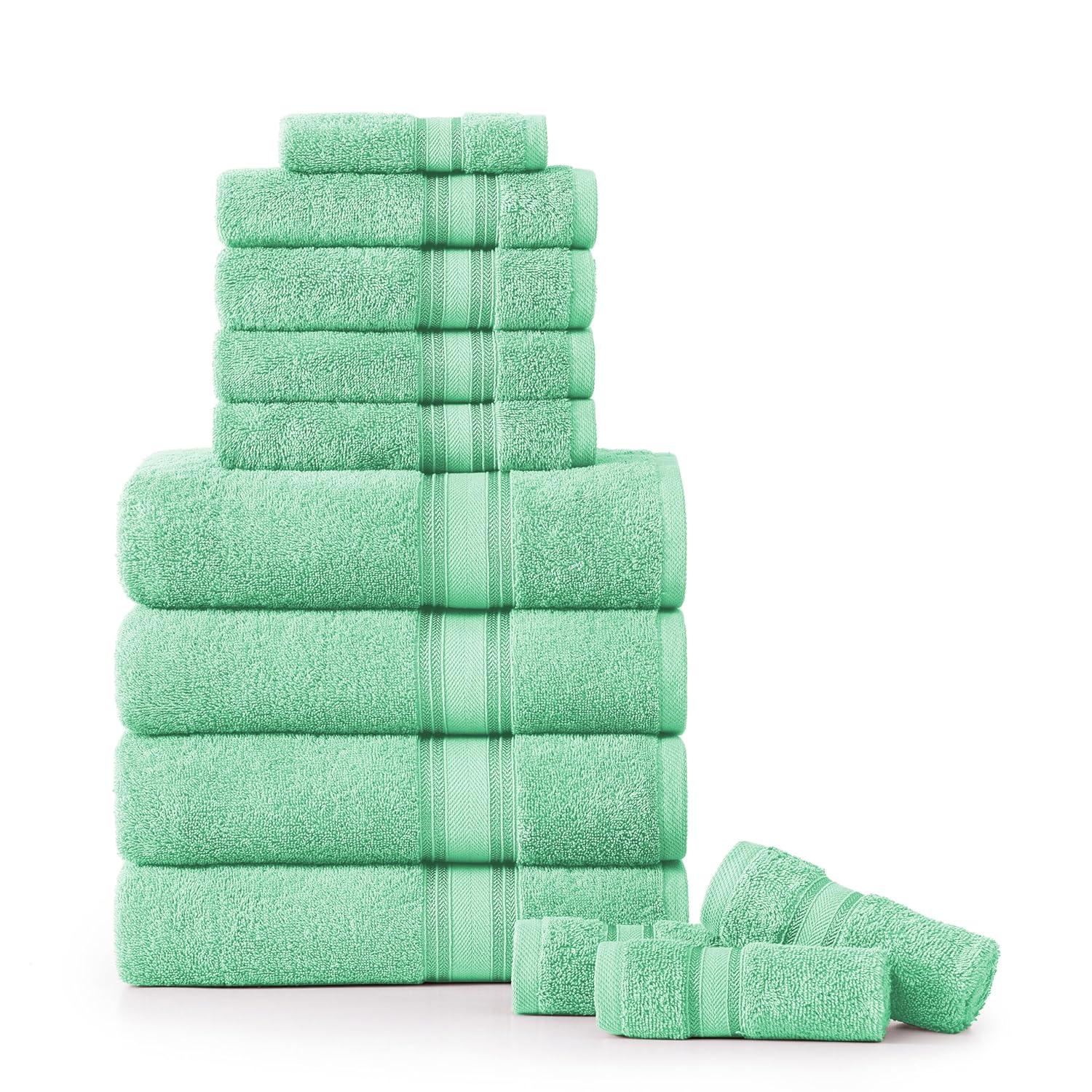 LANE LINEN Luxury Bath Towels Set - 12 Piece Set, 100% CottonBathroom Towels, Zero Twist, Shower Towels, Extra Absorbent Bath Towel, Super Soft, 4 Bath Towels, 4 Hand Towels, 4 Wash Cloths - Aqua Sky