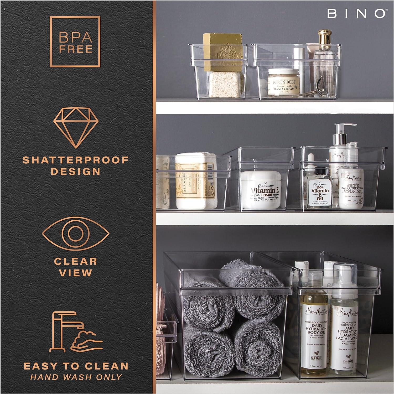 MAXAYA Bino | Plastic Storage Bins, Small | The Handler Collection | Multipurpose Organizer Bins | Kitchen Pantry Organizers And Storage | Clear Containers For Organizing Home | Freezer Organizer