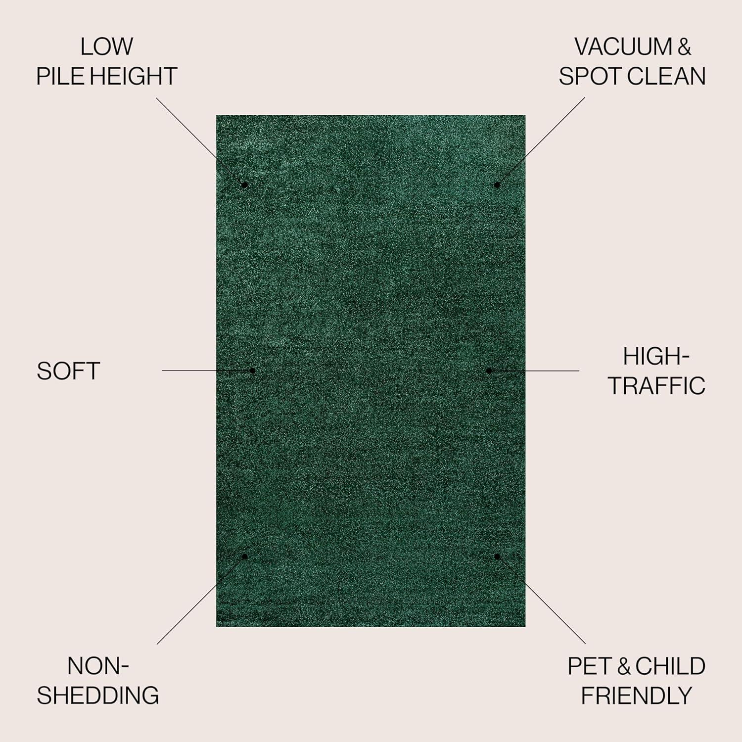 4'x6' Haze Solid Low-Pile Area Rug,  Emerald - JONATHAN Y