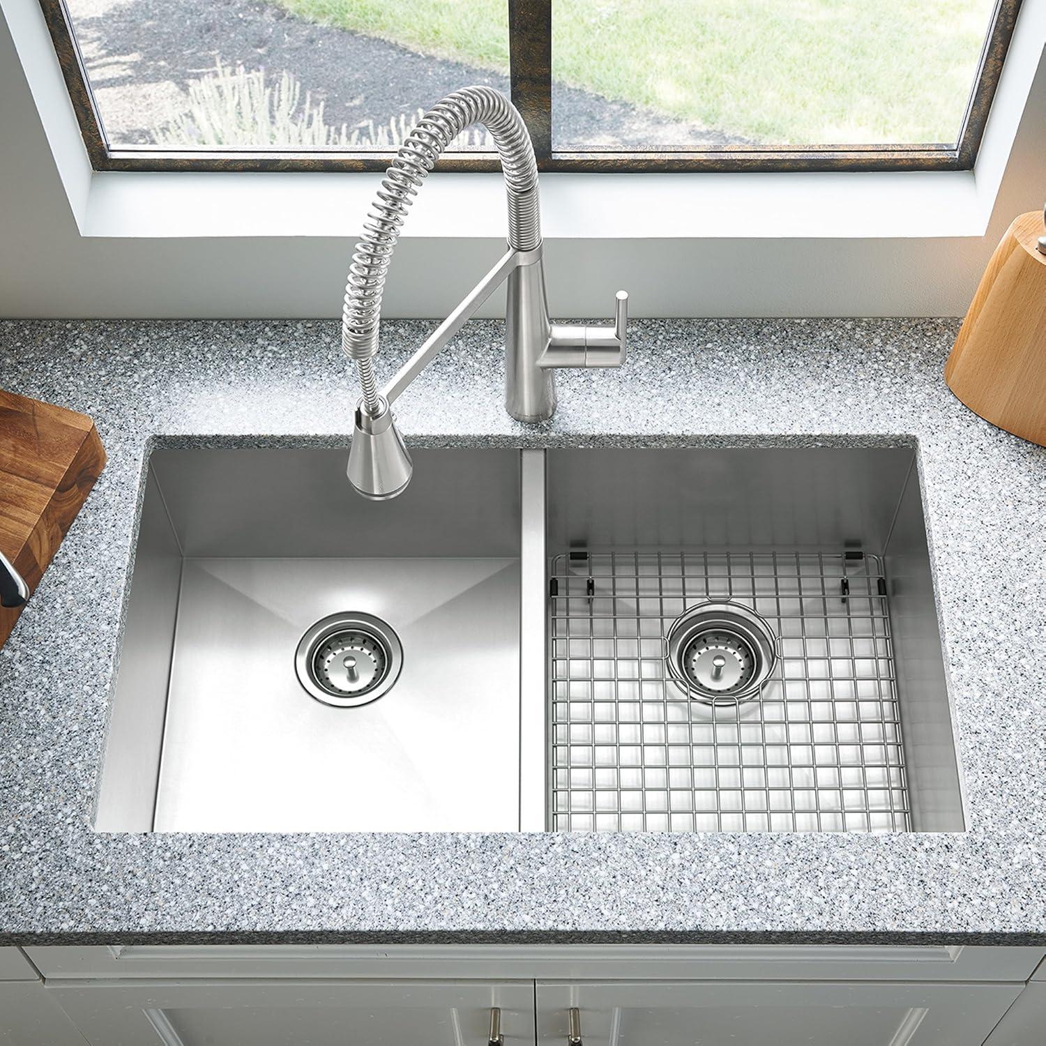 Edgewater 33'' L Undermount Double Bowl Stainless Steel Kitchen Sink