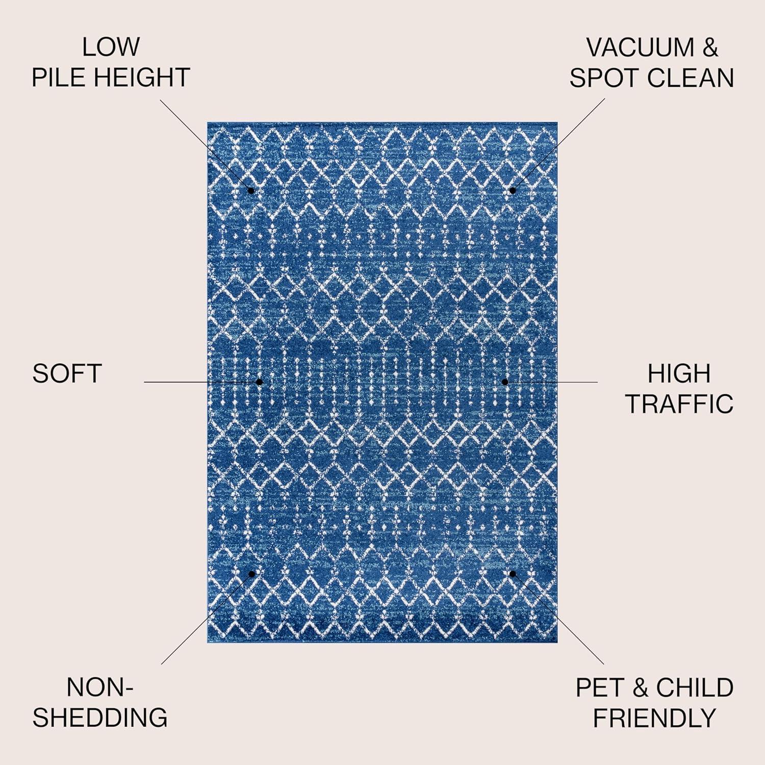 JONATHAN Y Moroccan HYPE Boho Vintage Diamond Blue/White 4 ft. x 6 ft. Area Rug