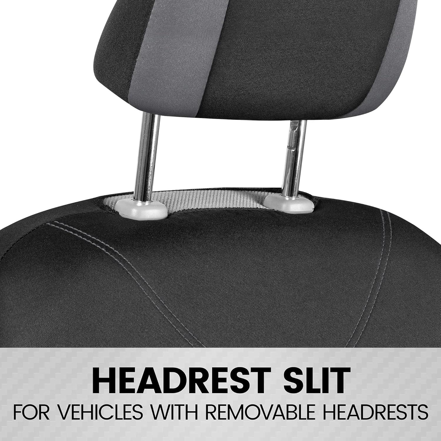 BDK UltraSleek Gray Seat Covers for Cars, Two-Tone Front Seat Covers with Matching Back Car Seat Cover, Made to Fit Most Auto Truck Van SUV, Interior Car Accessories, Car Seat Covers Full Set