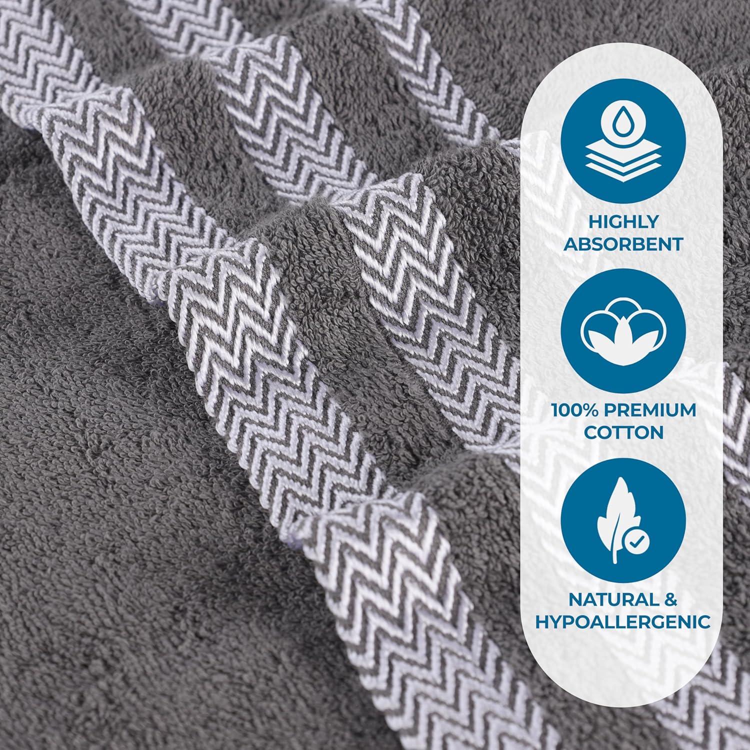 Superior Hays Cotton Face Towel Washcloth Set of 12, Gray