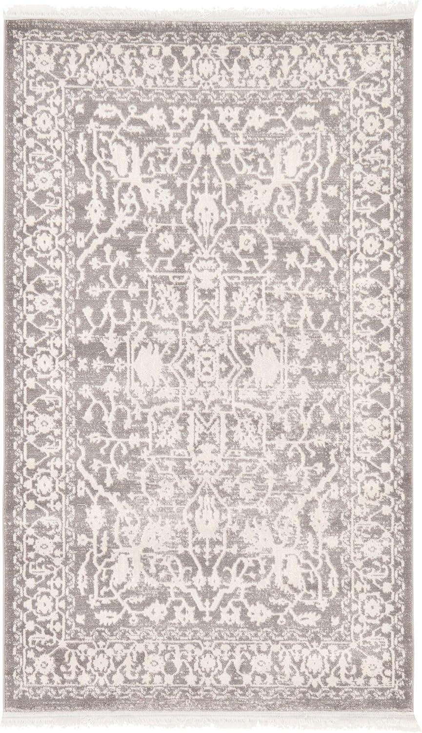 Unique Loom New Classical Collection Area Rug - Olympia (3' 3" x 5' 3" Rectangle Light Gray/Ivory)