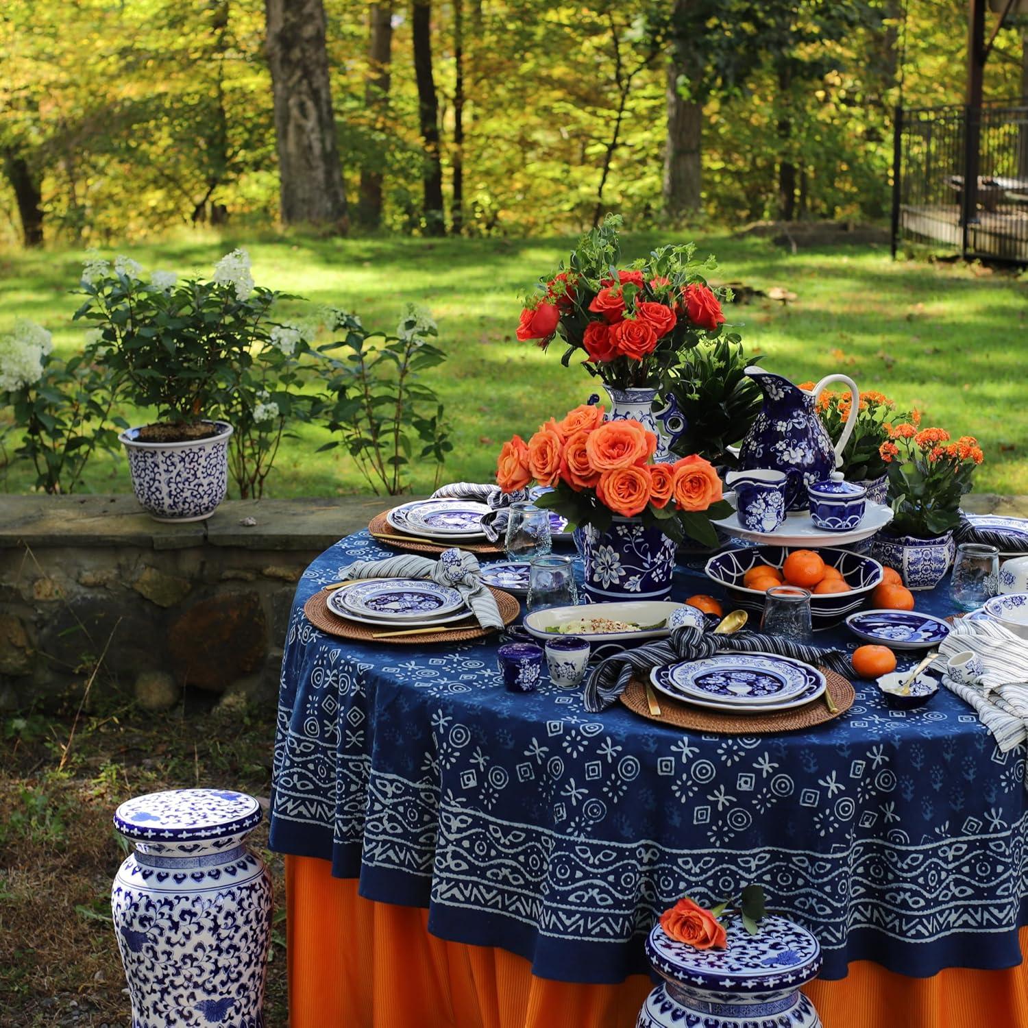 Euro Ceramica Blue Garden 16-Piece Hand-Painted Dinnerware Set- New