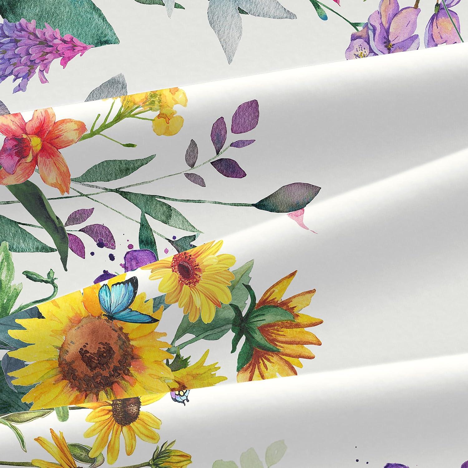 Oval Floral Watercolor Polyester Tablecloth, 60 x 84 inches