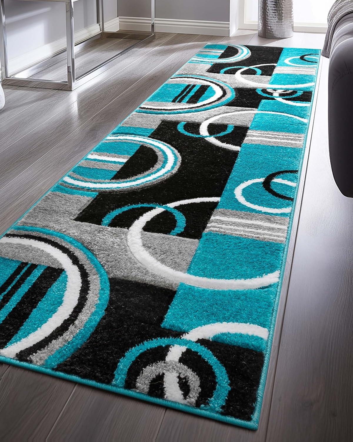 Well Woven Ruby Galaxy Waves Modern Geometric Blue 5'3" x 7'3" Area Rug