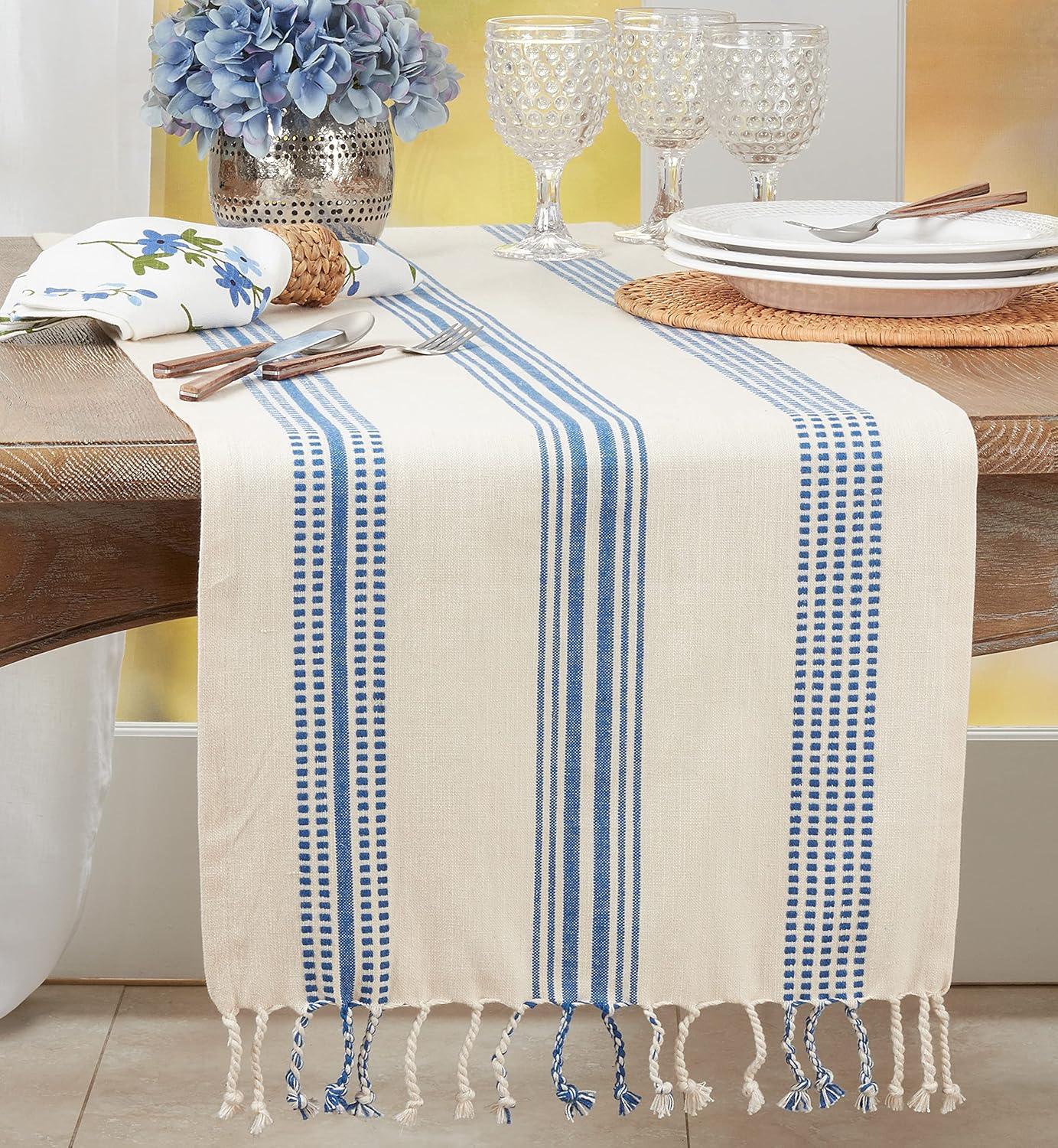 Saro Croetter Striped 100% Cotton Table Runner