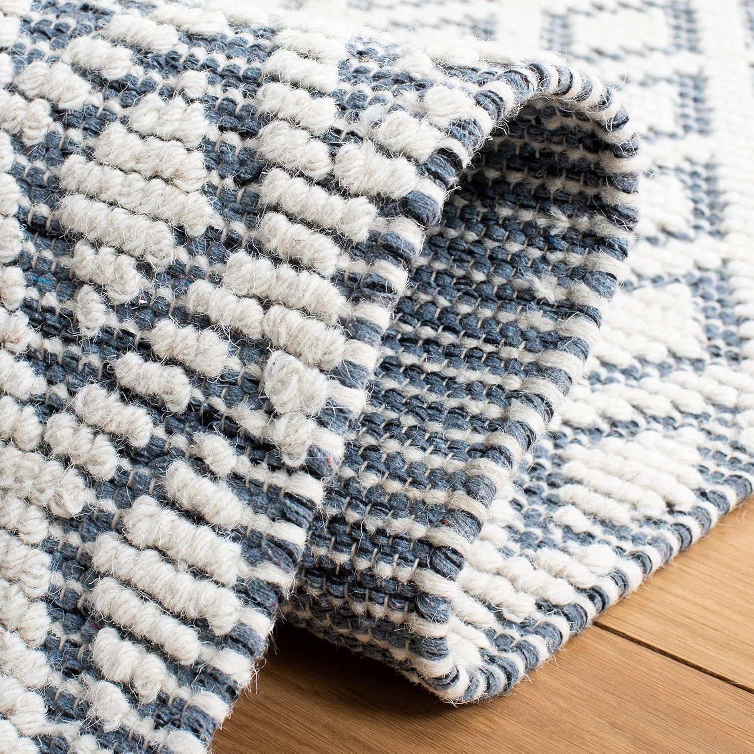 Vermont VRM304 Hand Woven Indoor Accent Rug - Ivory/Blue - 3'x5' - Safavieh