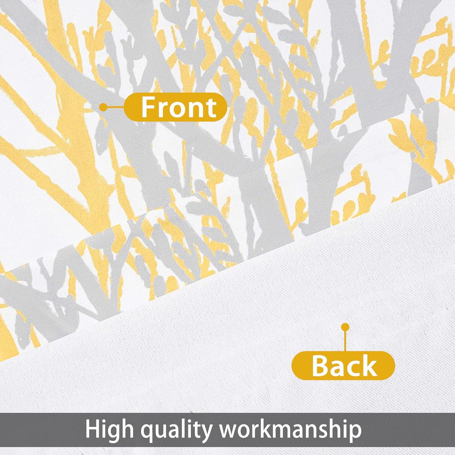 Yellow and Gray Tree Branch Thermal Insulated Rod Pocket Valance