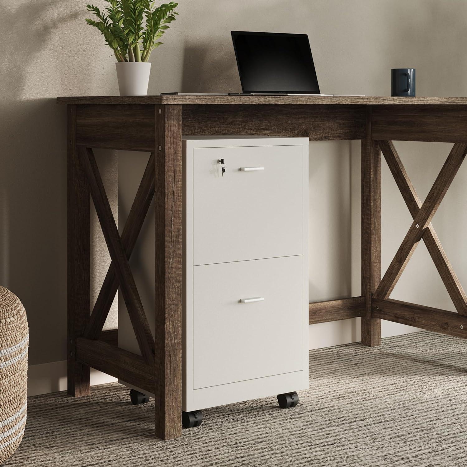 Lavish Home 2-Drawer File Cabinet with Lock and Rolling Wheels