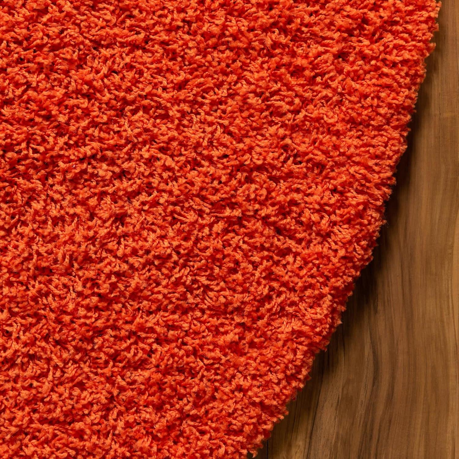 Unique Loom 5' 0 x 8' 0 Solid Shag Tiger Orange Area Rug