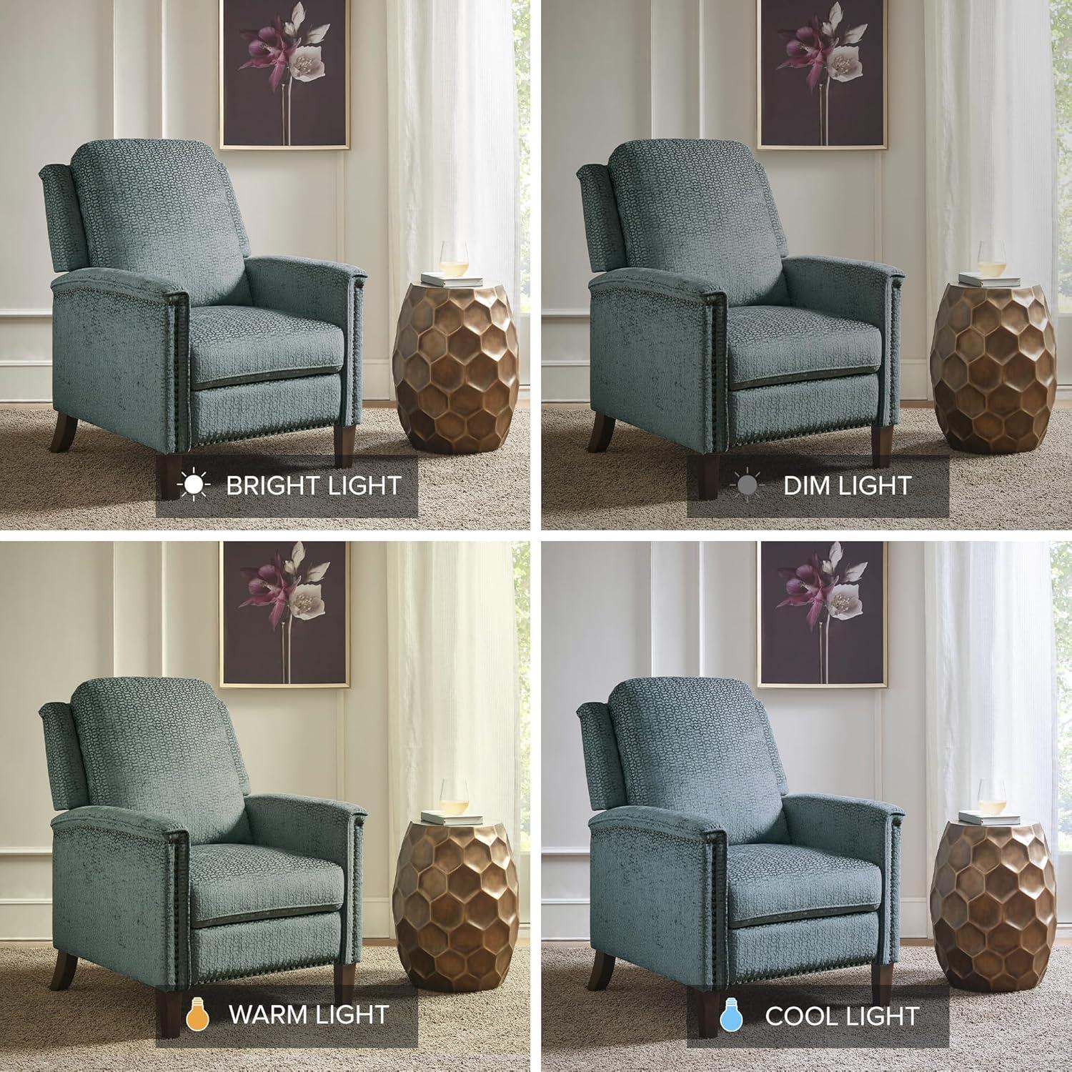 Elegant Gray Velvet Push Back Recliner with Bronze Nailhead Trim