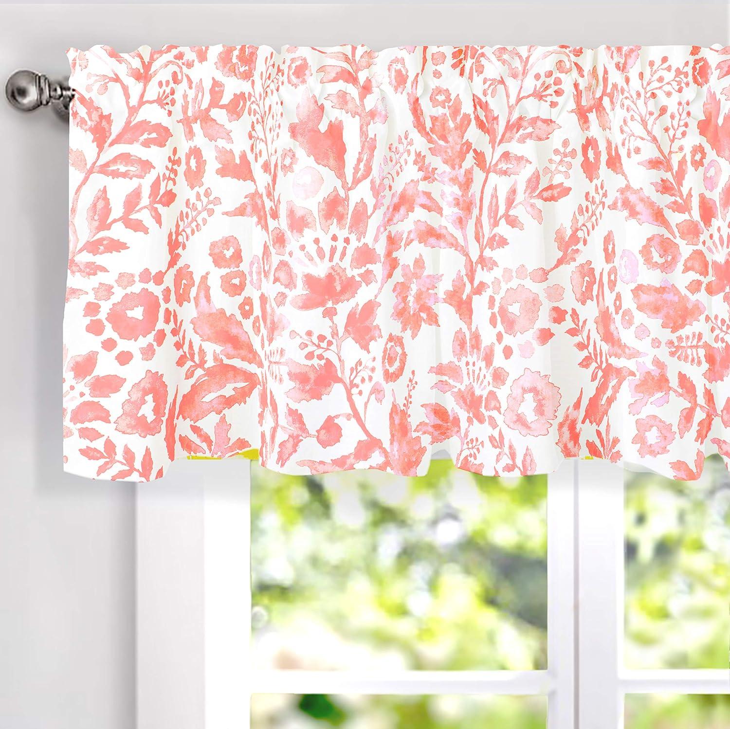 Blush Floral Watercolor Rod Pocket Valance 52" x 18"