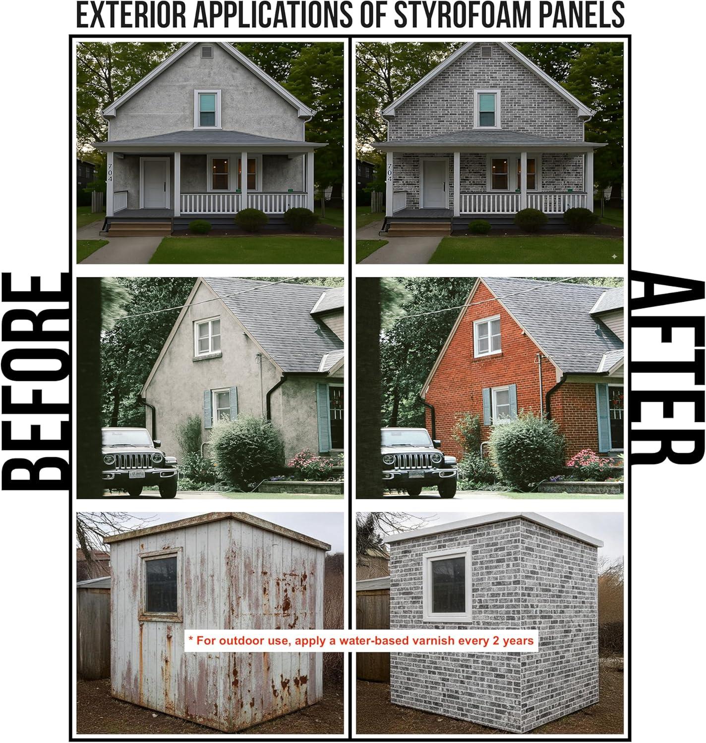 UPP Ultimate Premium Products 3D Brick Effect Wall Panels - Lightweight Styrofoam - Set of 9 Large Panels (20"x40") Covers 48 sq ft - Apply with Wall Adhesive - DIY Home Wall Cladding