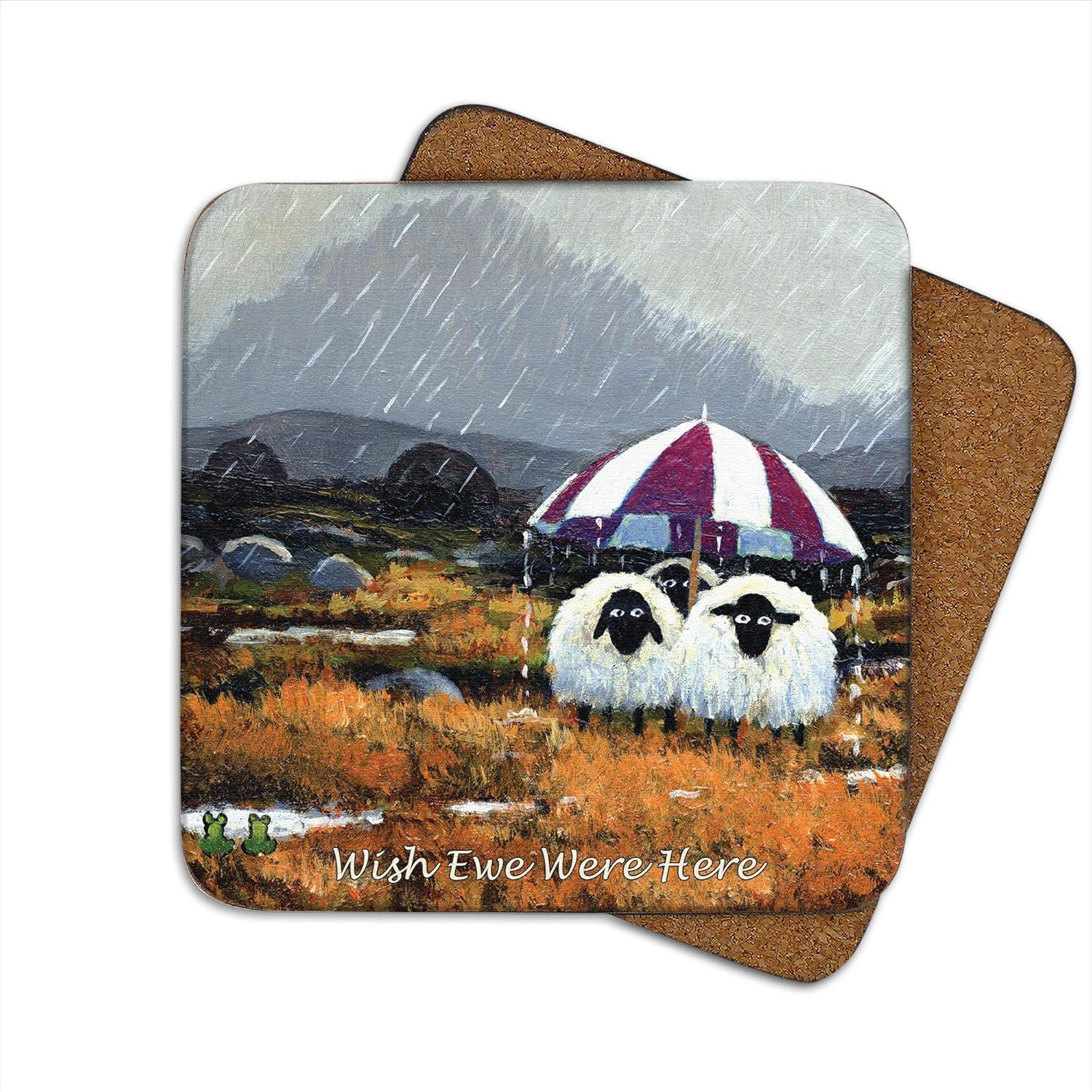 Thomas Joseph Set of 6 Coasters Cork Backed Irish Sheep Design, Gift Boxed (Set nr. 2)