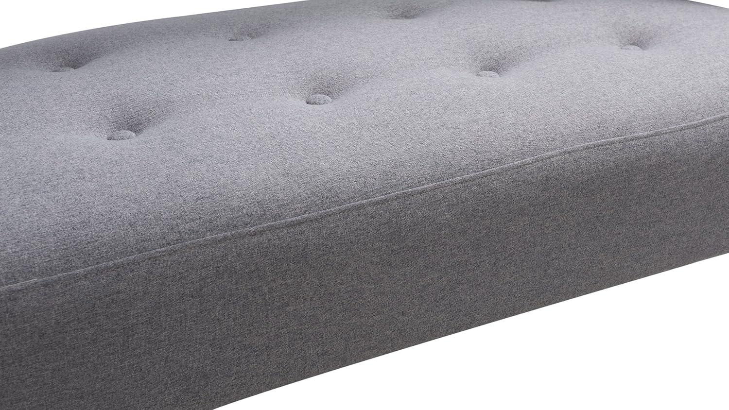 Light Gray Polyester Tufted Roll Arm Settee Bench
