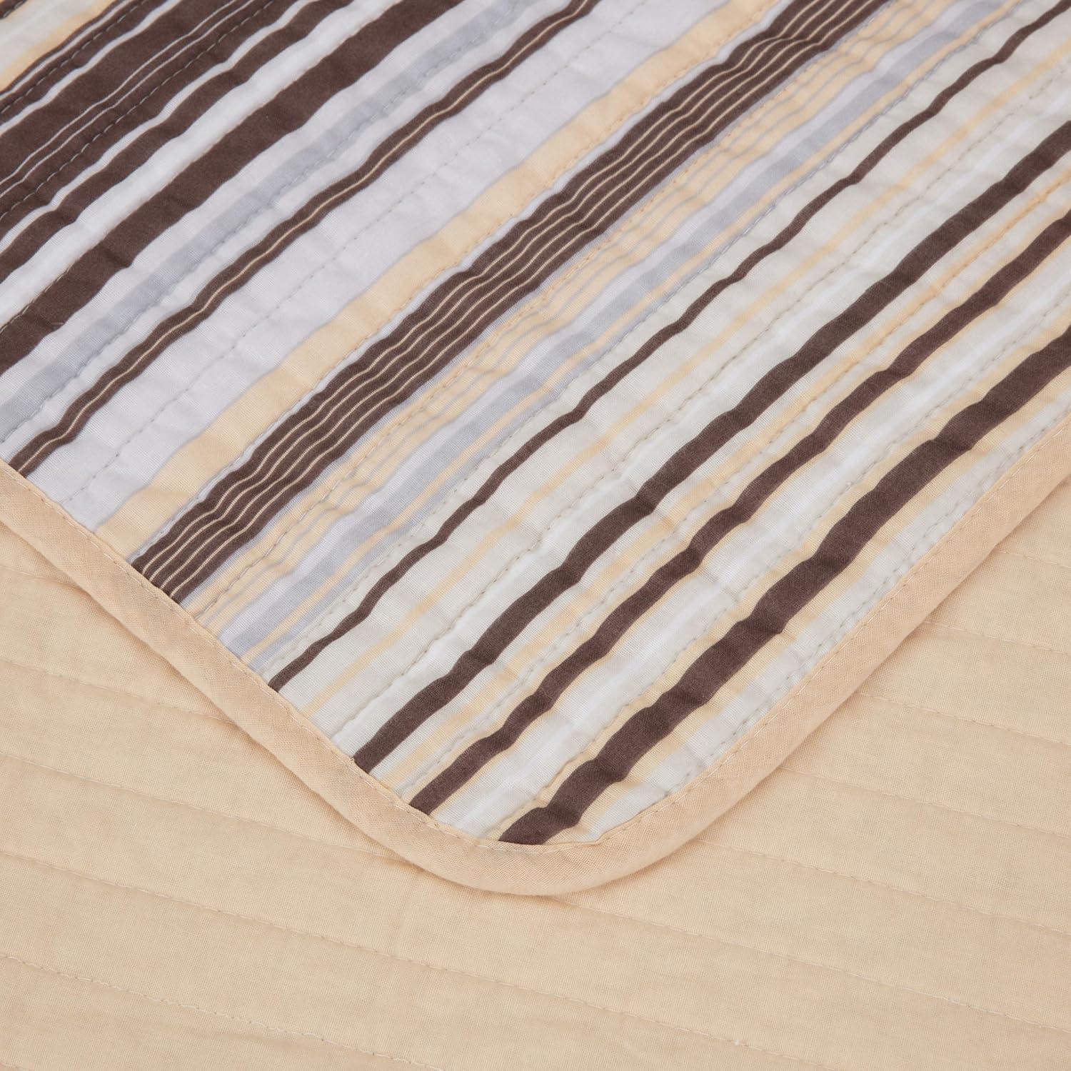 Chezmoi Collection Cotton Quilted Striped Quilt Set