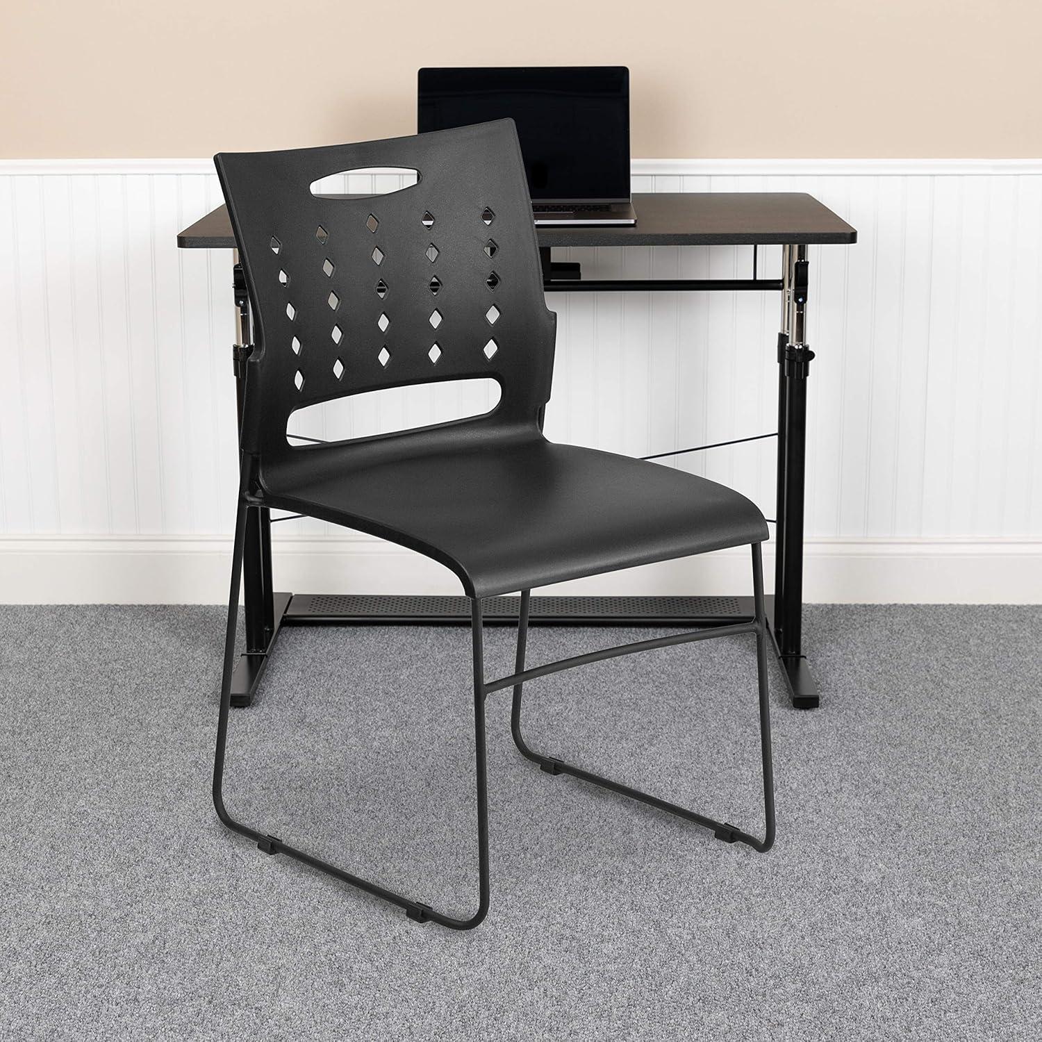 Flash Furniture 881 lb. Capacity Sled Base Stack Chair with Carry Handle and Air-Vent Back