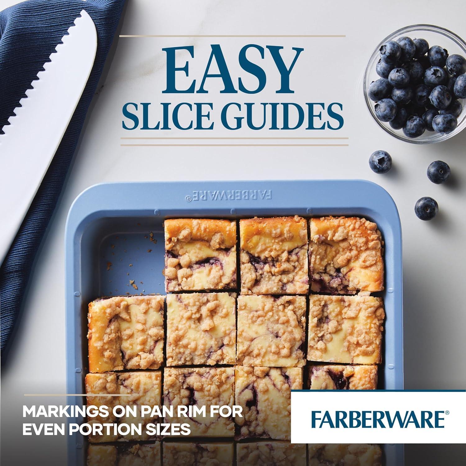 Farberware Farberware Easy Solutions Nonstick Bakeware Square Cake Pan, 9 Inch, Blue