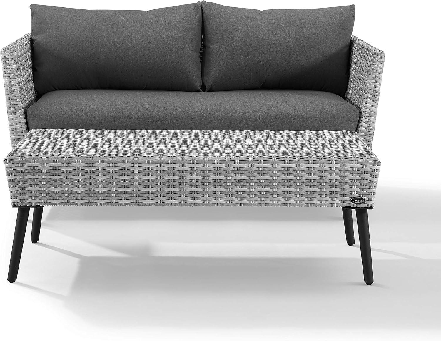2pc Richland Outdoor Patio Loveseat and Coffee Table Set - Gray - Crosley