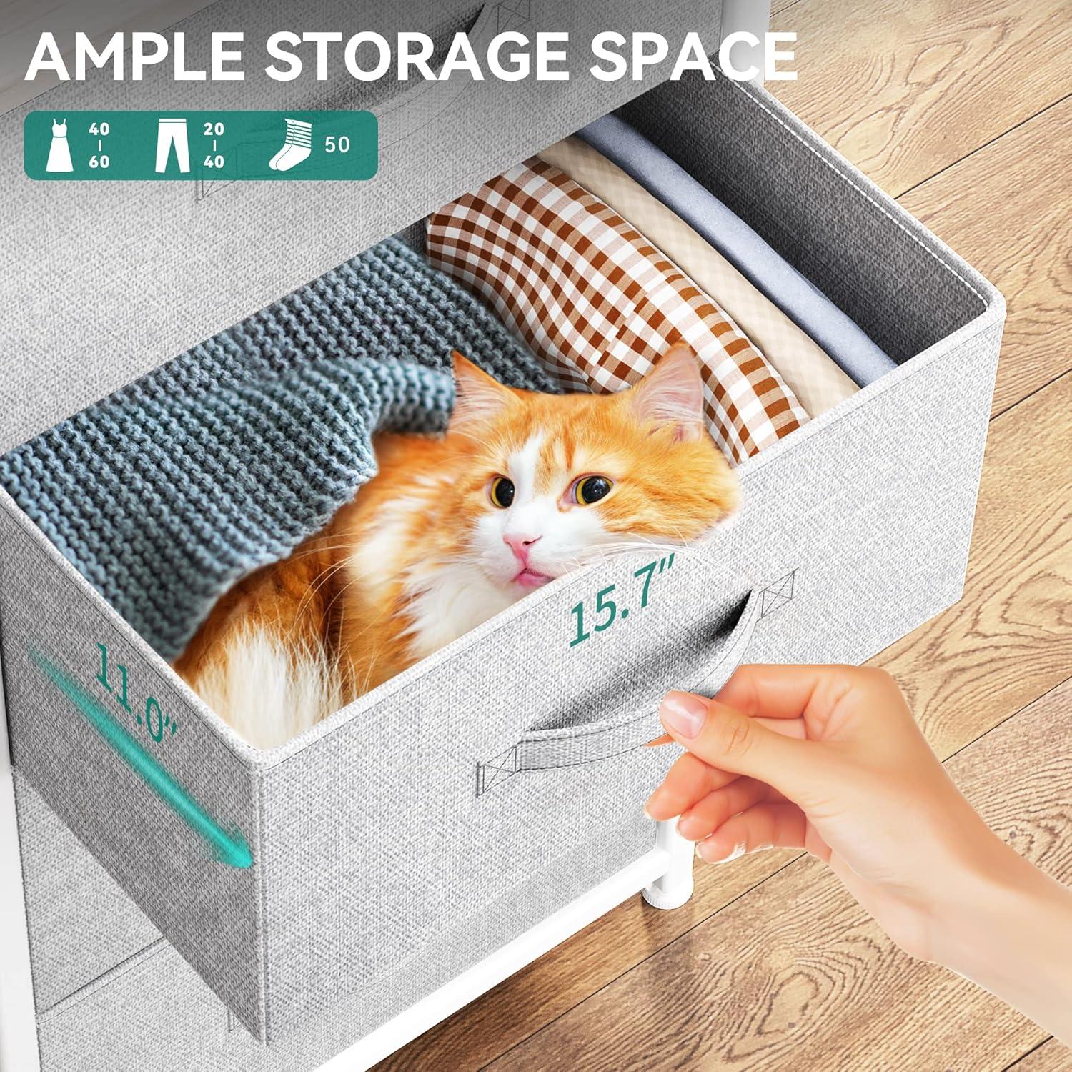 YITAHOME 8 Drawers Dresser - Fabric Storage Tower, Organizer Unit for Room, Living Room & Closets - Sturdy Steel Frame, Easy Pull Fabric Bins & Wooden Top