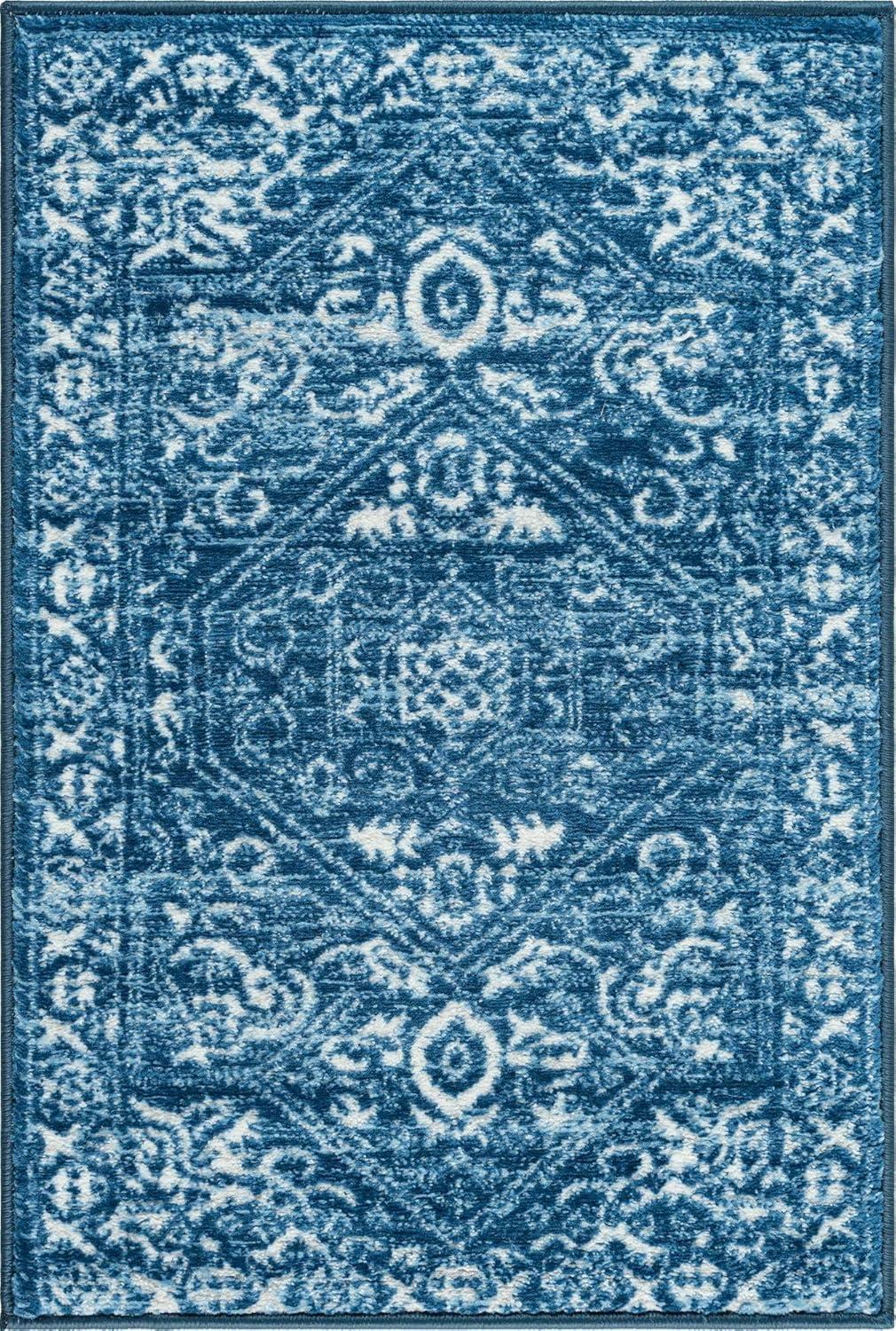 Unique Loom Boston Collection Area Rug - Floral (3' 3" x 5' 3" Rectangle White Blue/Gray)