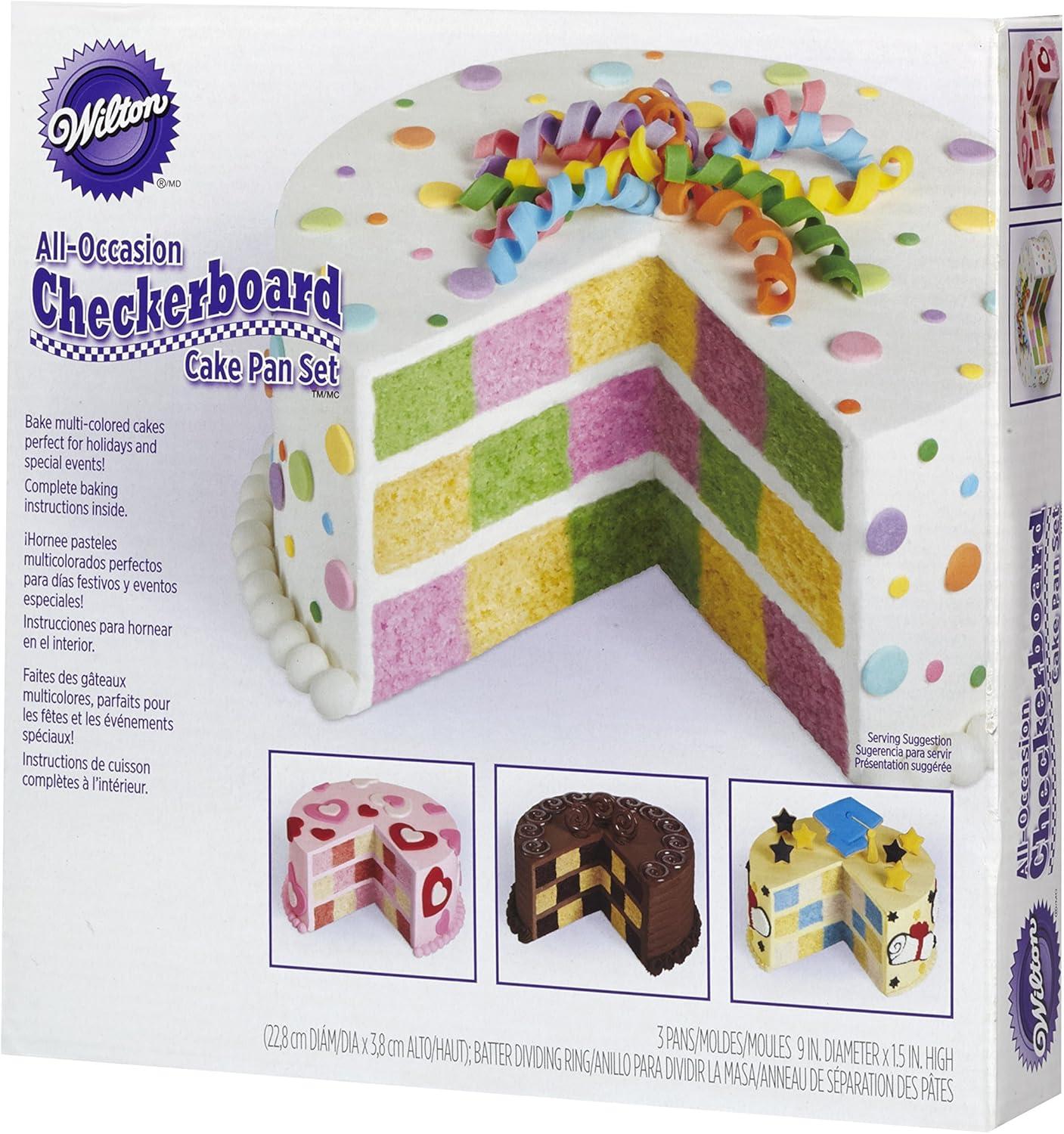 Non-Stick Round Checkerboard Cake Pan Set with Divider