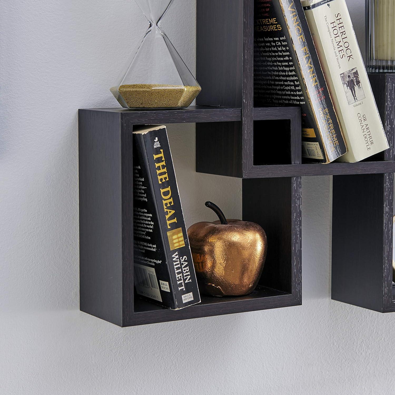 25.5" x 17.75" Intersecting Cube Wall Shelf Black - Danya B.: Modern Cubby Storage, Easy Install