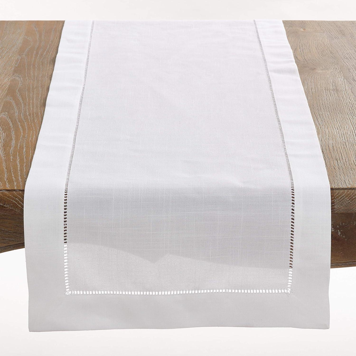 Saro Lifestyle Classic Hemstitch Border Table Runner