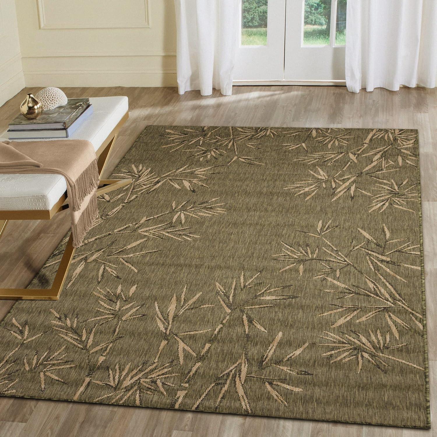 Liora Manne Carmel Bamboo Border Indoor/Outdoor Rug Green 4'10" x 7'6"