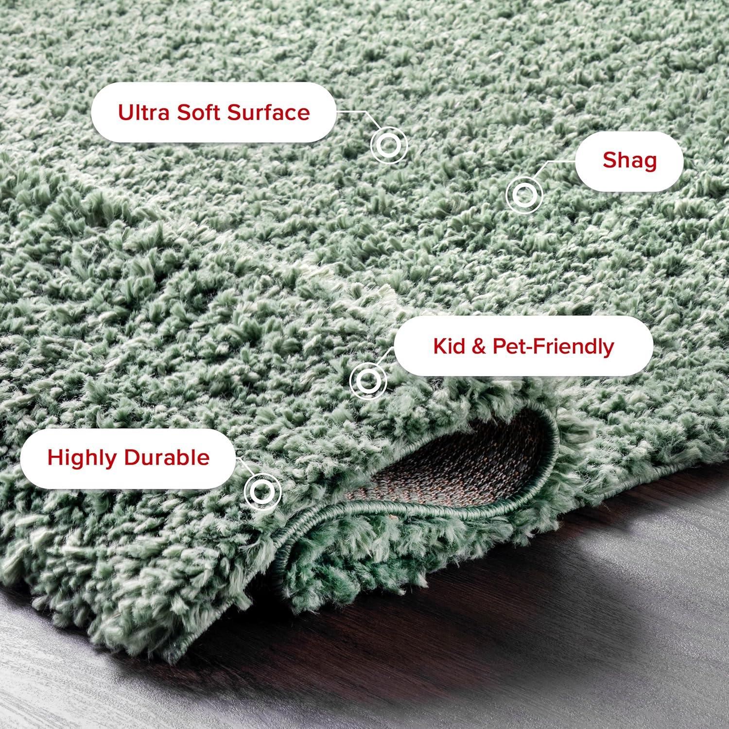 Nuloom Kara Solid 6 Round Shag Indoor Area Rug for Living Room Bedroom Dining Room Nursery, Green