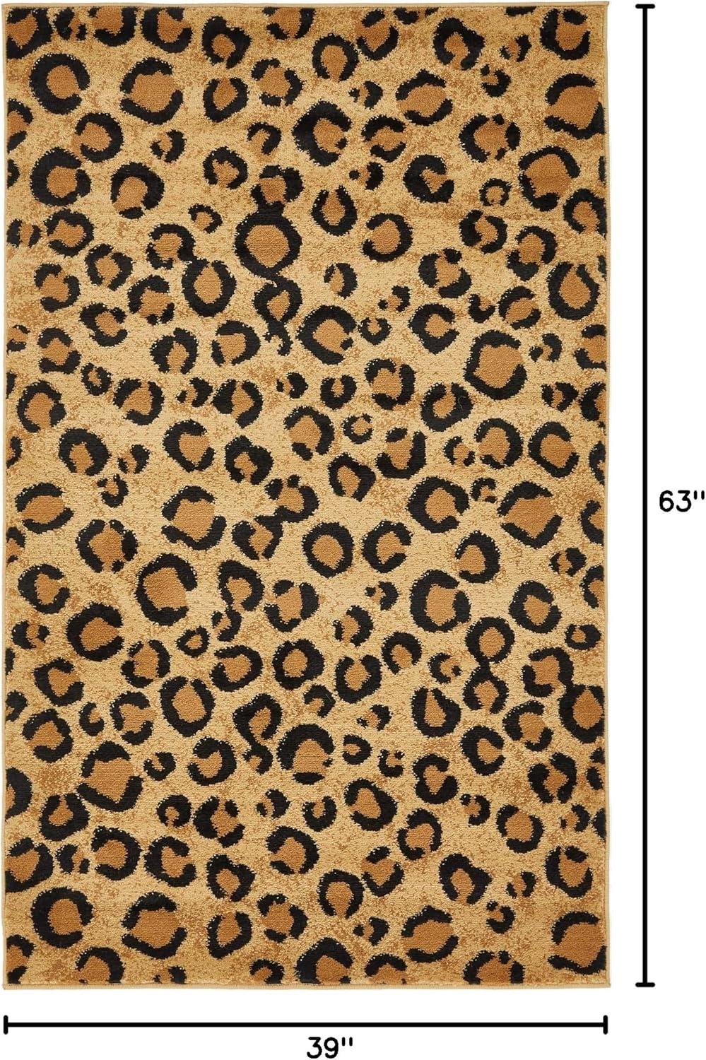 Unique Loom Wildlife Collection Area Rug - Leopard (3' 3" x 5' 3" Rectangle Light Brown/Black)