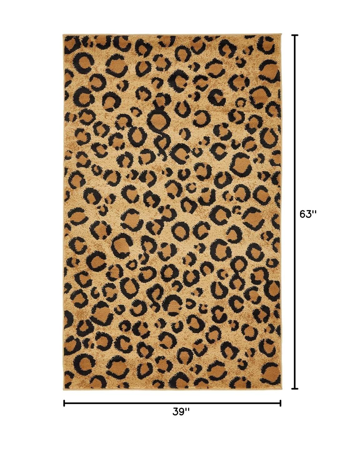Unique Loom Wildlife Collection Area Rug - Leopard (3' 3" x 5' 3" Rectangle Light Brown/Black)