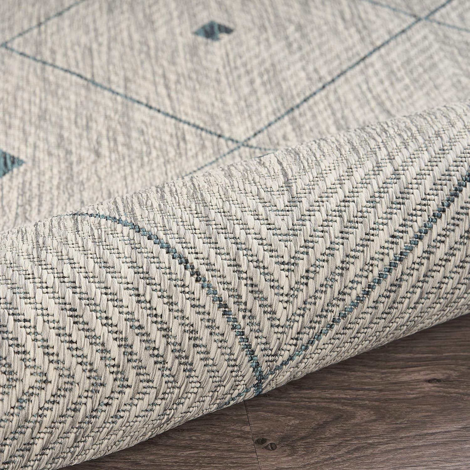 LR Home Victoria 5' x 8' Blue/Gray Diamond Indoor/Outdoor Area Rug