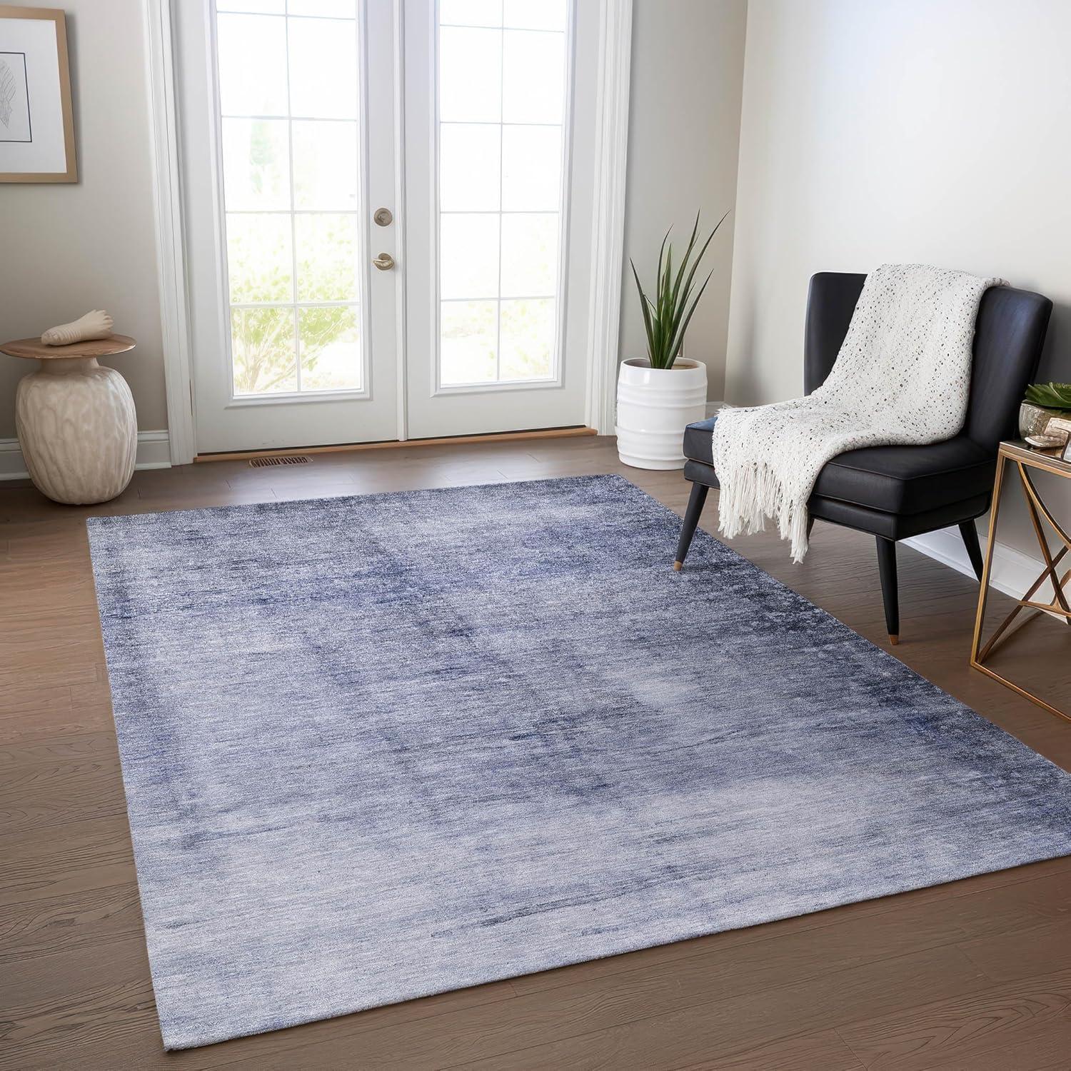 Navy Synthetic Flat Woven Reversible 8' x 10' Rug