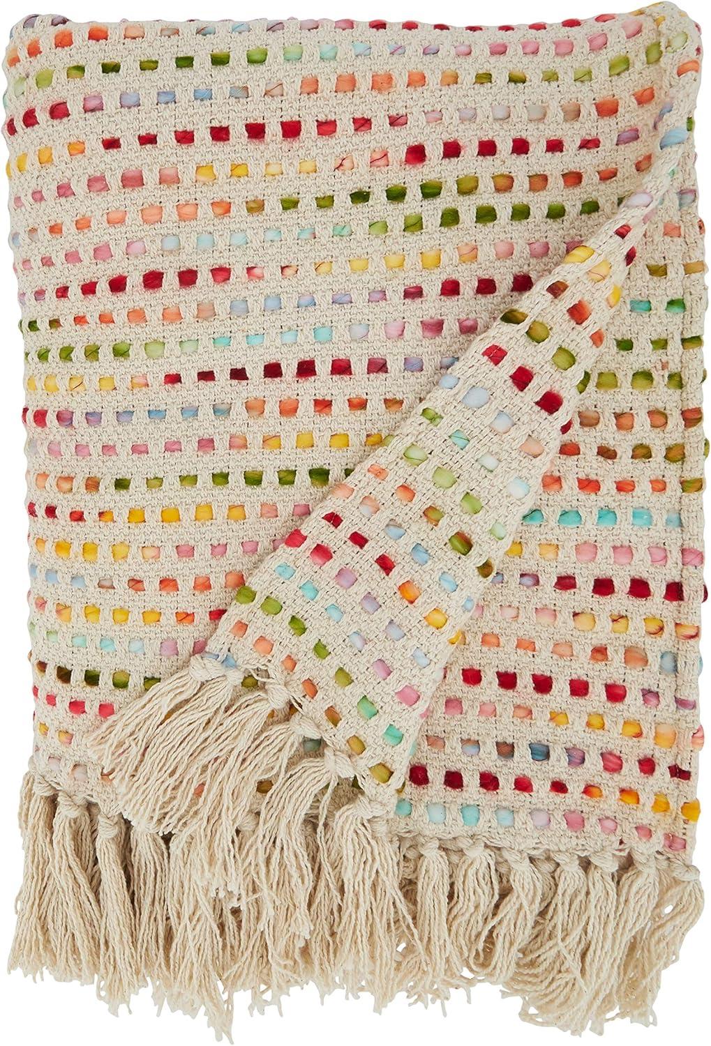 Saro Lifestyle Tasseled Throw With Confetti Design