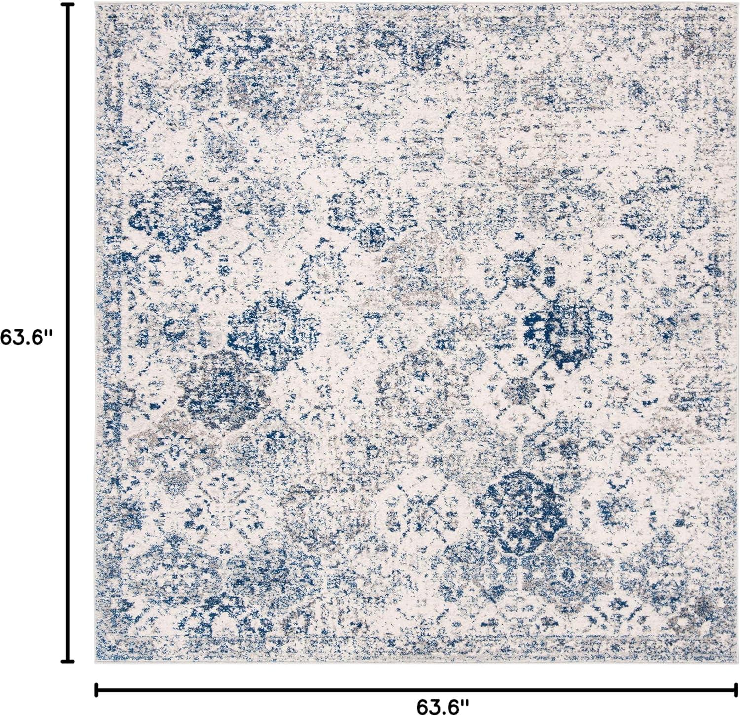 Madison MAD611 Power Loomed Indoor Area Rug - White/Royal Blue - 5'3"x5'3" - Safavieh