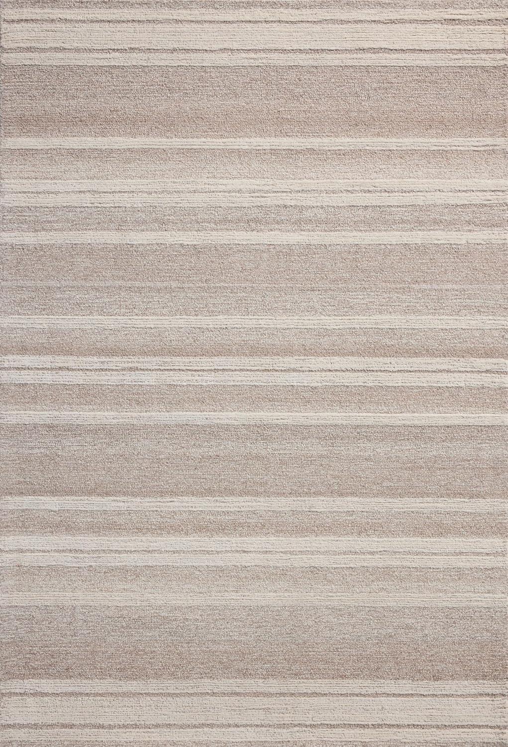 Ivory and Clay Hand-Tufted Wool Striped 2x4 Rug