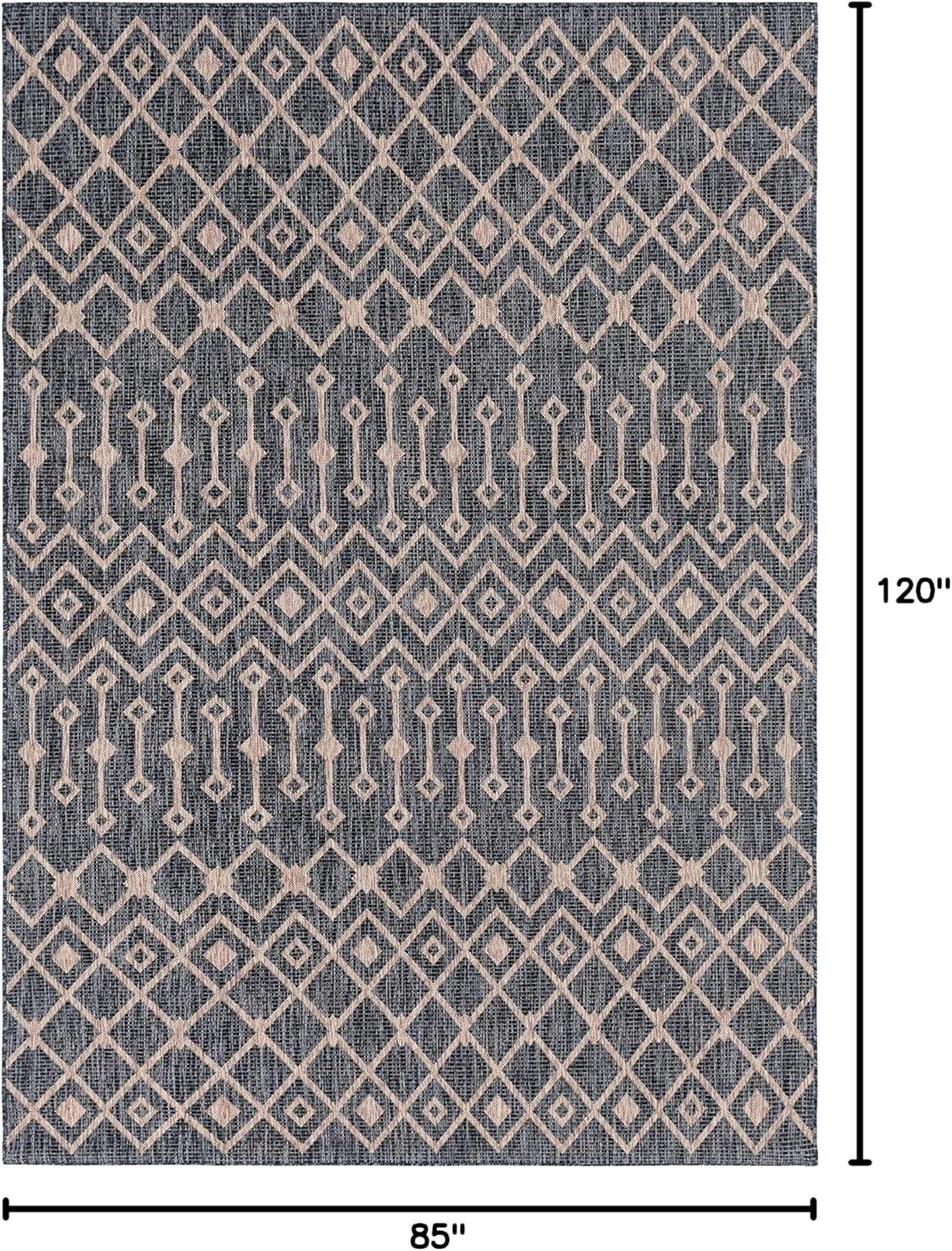 Unique Loom Outdoor Trellis Collection Area Rug - Tribal Trellis (7' 1" x 10' Rectangle Aqua/Ivory)
