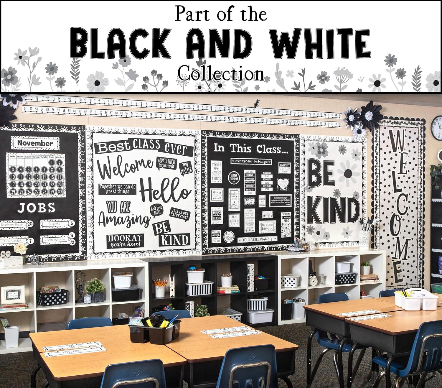 Teacher Created Resources TCR8902 Pom-Poms & Tassel Garland - Black & White