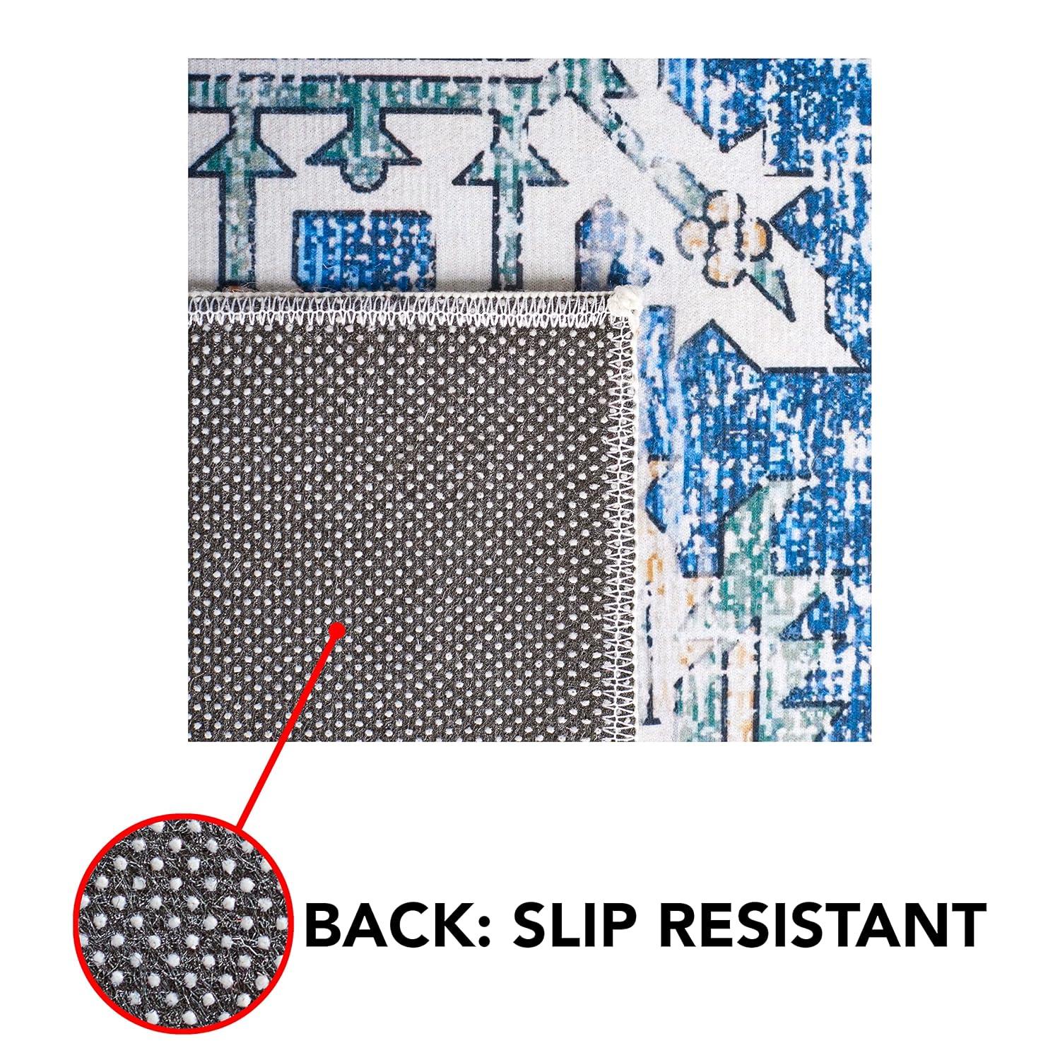 Tucson TSN102 Power Loomed Machine Washable Area Rug - Blue/Red - 5'x5' - Safavieh.