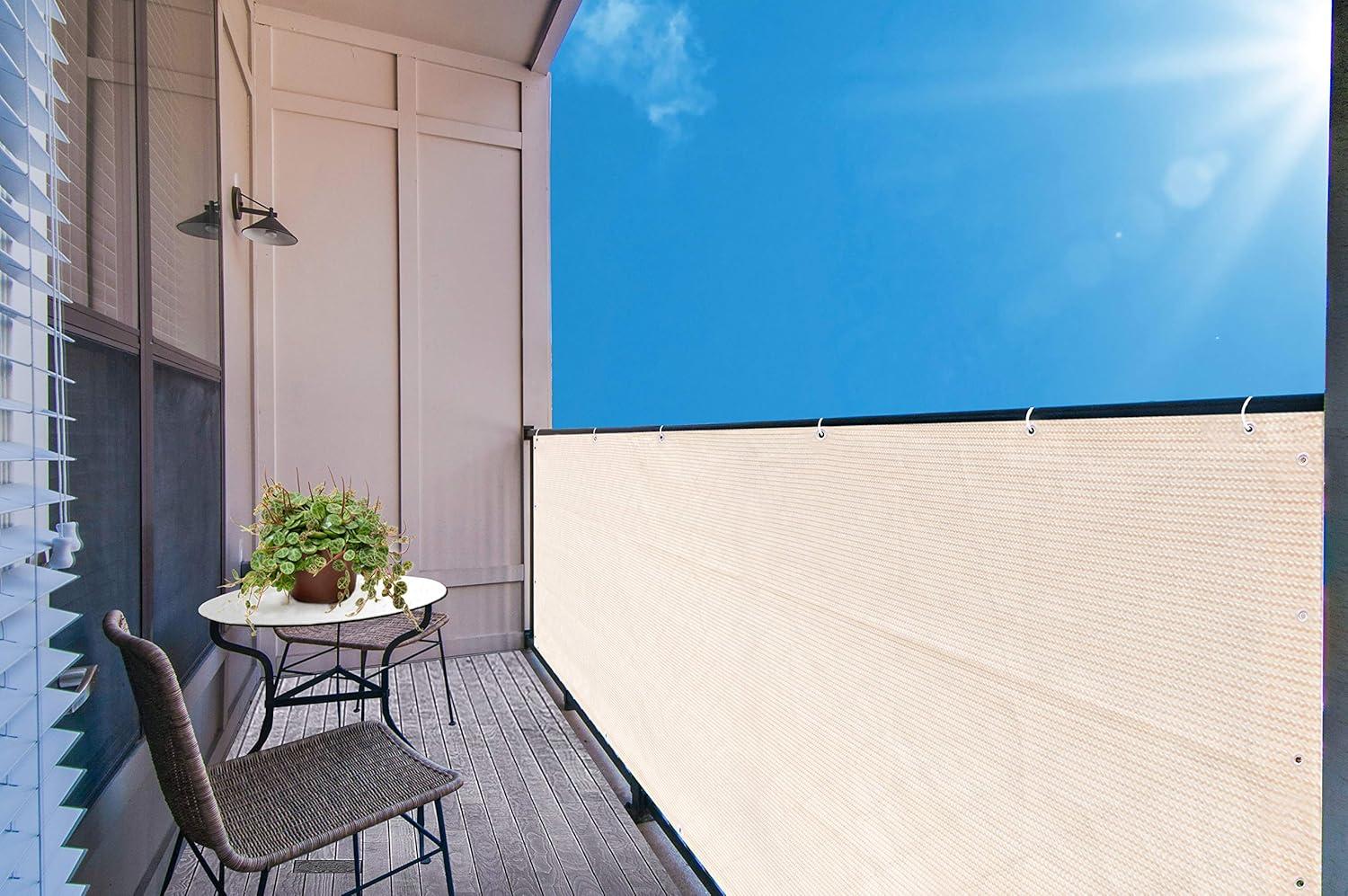 Alion Home Elegant Privacy Screen Windscreen Mesh for Balcony, Backyard, Deck, Patio, Fence, Pool, Porch, Railing - Brown/Mocha (3' x 3')