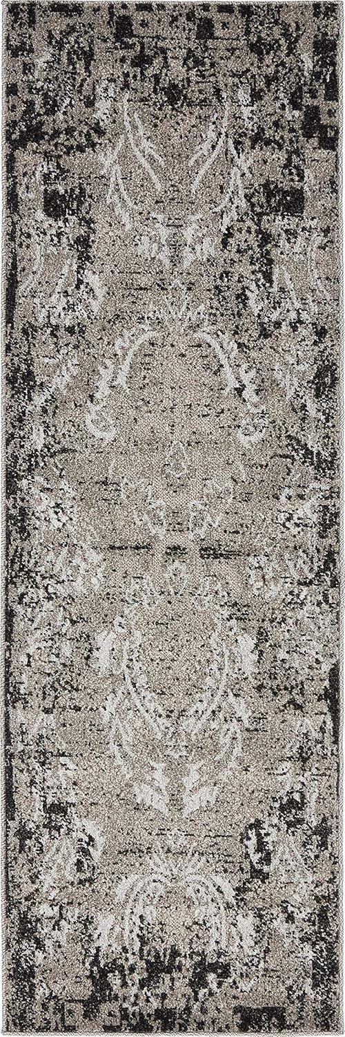 Unique Loom 2' 0 x 6' 1 Runner Light Gray Outdoor Botanical Manchester Area Rug