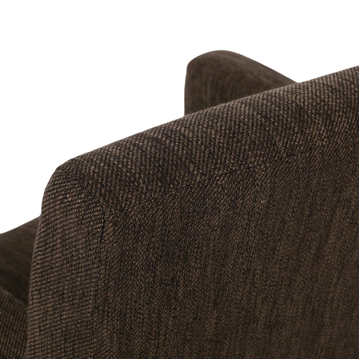 Brown Upholstered Wood Counter Stools with Armrests, Set of 2