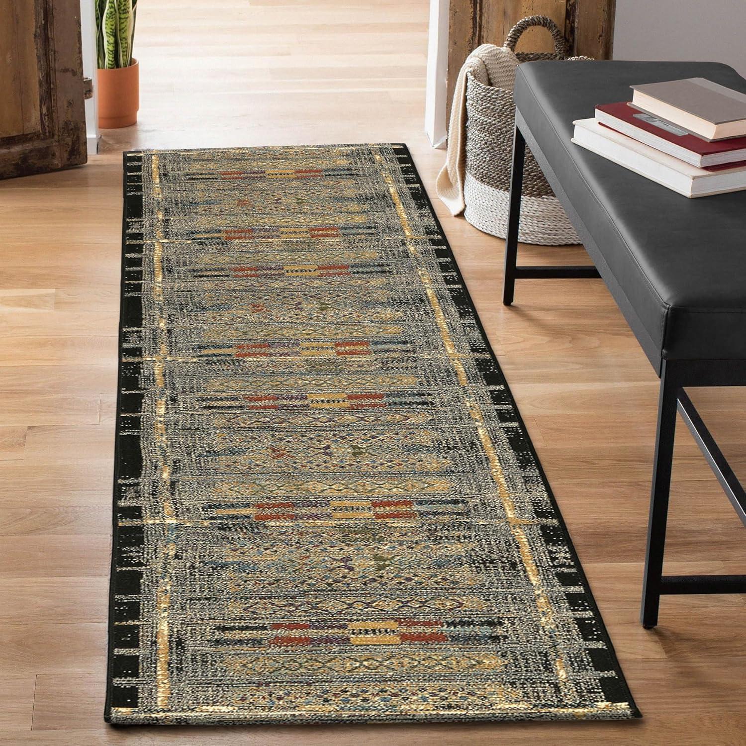 Liora Manne Marina Stripe Indoor/Outdoor Rug Black 1'11" x 7'6"
