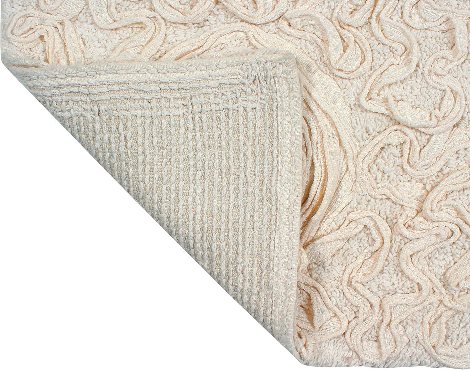 Home Weavers Bell Flower Collection 100% Cotton Tufted Bath Rugs, Extra Soft and Absorbent Bath Rugs, Non-Slip Bath Mats, Machine Washable, Bath Mats for Bathroom Floor, 2 Piece Set(S+M), Ivory