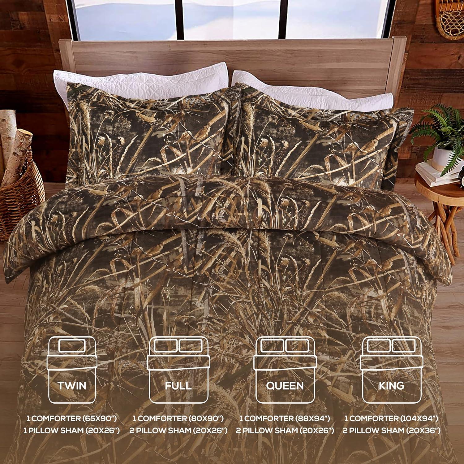 Realtree Realtree Max-5 Camo Comforter Set, Premium Polycotton Fabric, Camouflage Bed Set, Super Soft Forest Bedding Set Hunting & Outdoor, Machine Washable