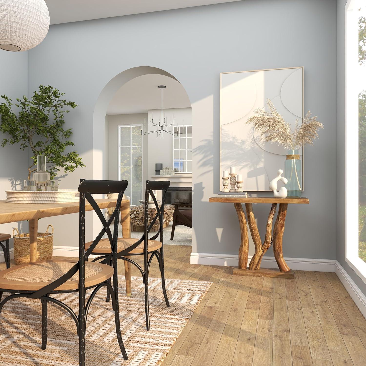 Contemporary Teak Wood Console Table Brown - Olivia & May: Sleek Entryway Furniture, Narrow Design, No Assembly Required