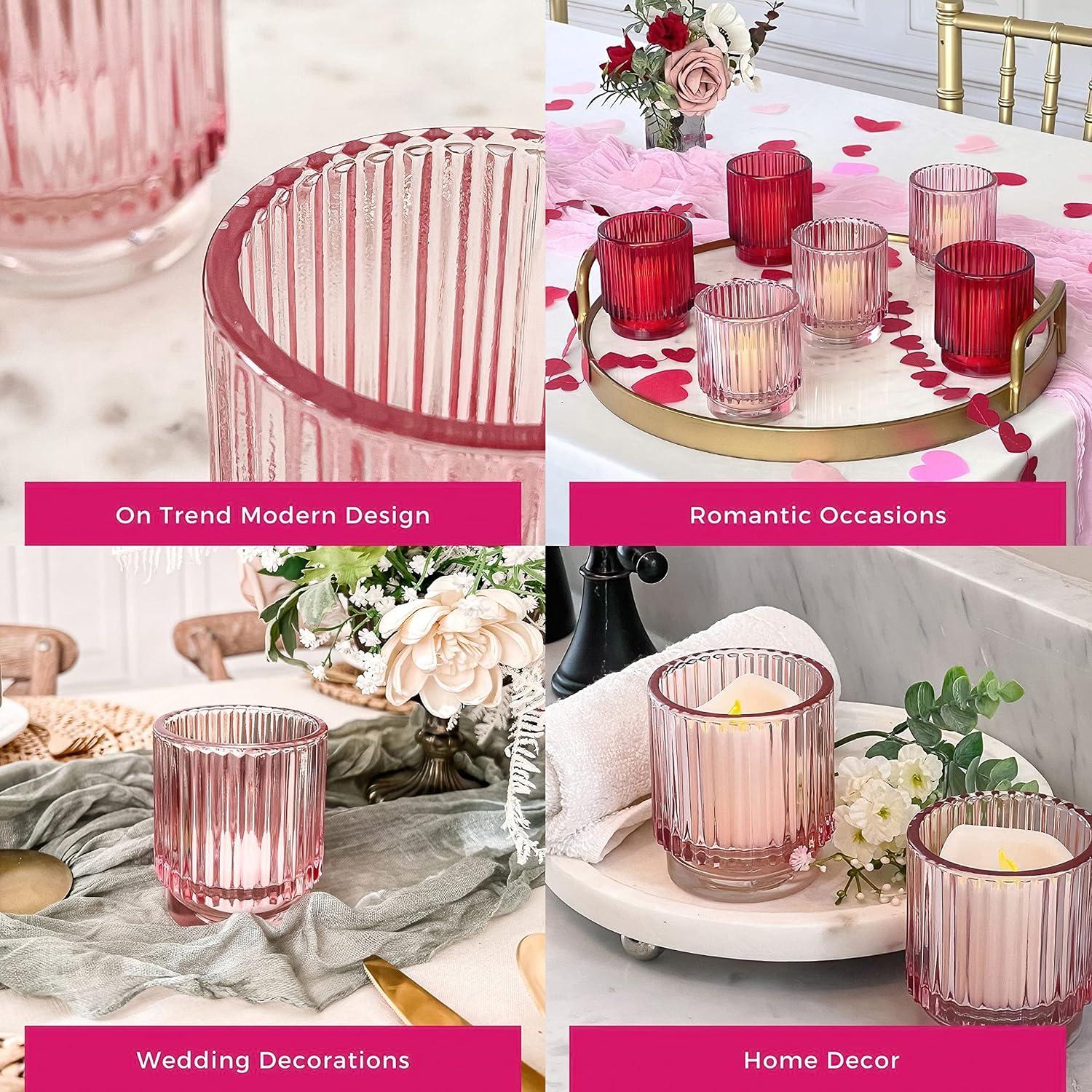 Ribbed Glass Votive Candle Holder (Set of 6)